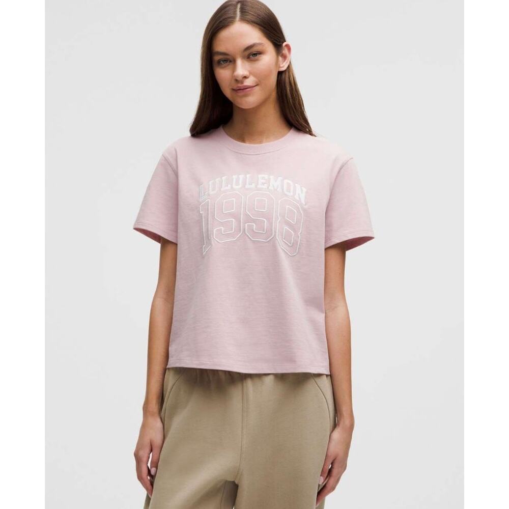 NWT Lululemon Relaxed-Fit Cotton‎ Jersey T-Shirt *Graphic Pink Haze Size 6 RARE